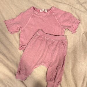 Zara Oversized Tee and Harem Pants Set Pink Baby Outfit 6-9mo